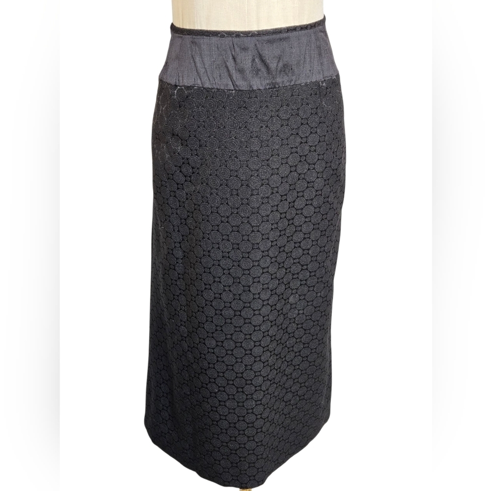 Black Embossed Gotg Pencl Midi Skirt